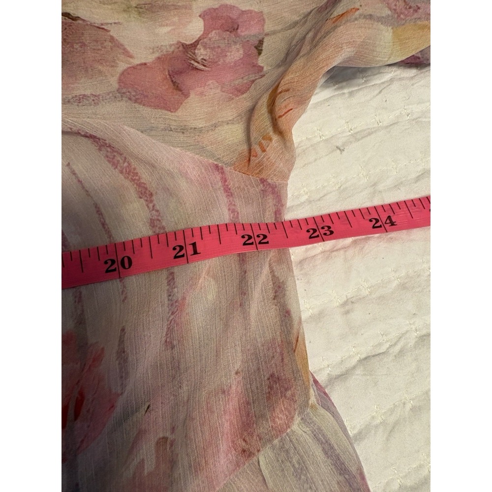 Melloday, Anthropologie Chiffon Watercolor Dress, Boho, Pink, White, Purple, S - Picture 7 of 9